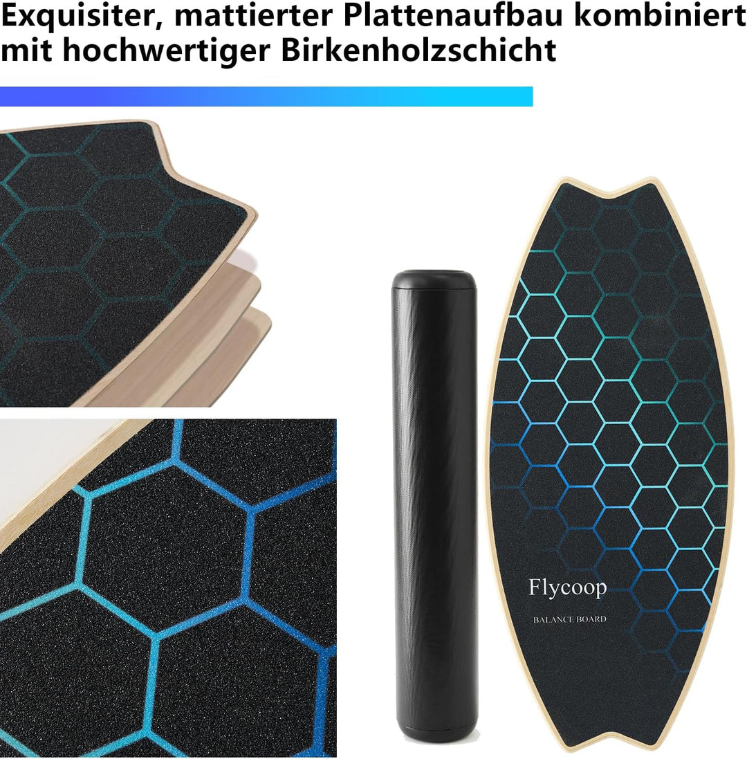 Balance Board, Flycoop Erwachsene Holz Balanceboard Indoorboard Surf Skateboard Indoor Surfboard Tri