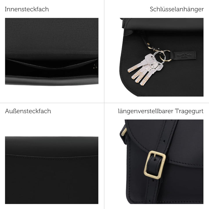 Gusti Handtasche Leder - Zoey Damen Umhängetasche Ledertasche Leder Schwarz, Schwarz