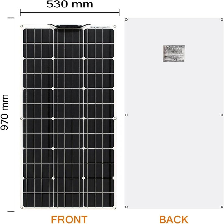 Aysolar 200W 12V Solarpanel Flexibel 2x100W Monokristalline Solarmodul für 12V/24V Batterien Wohnmob