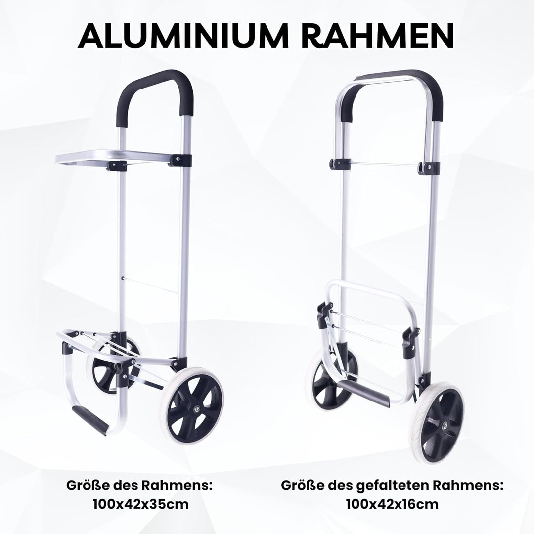 50Liter Aluminium Trolley Einkaufstrolley Klappbar, Shopping Trolley, Wasserabweisender Einkaufswage