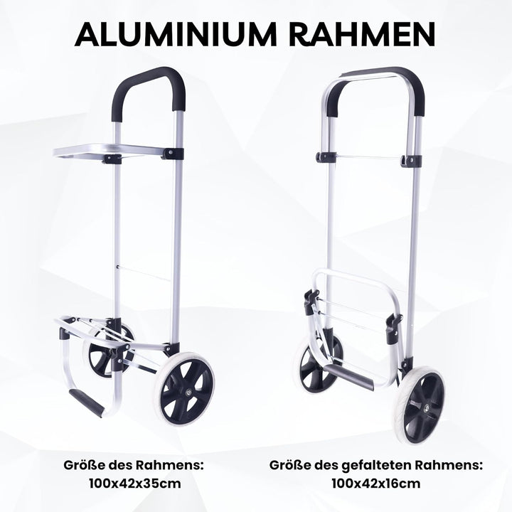 50Liter Aluminium Trolley Einkaufstrolley Klappbar, Shopping Trolley, Wasserabweisender Einkaufswage