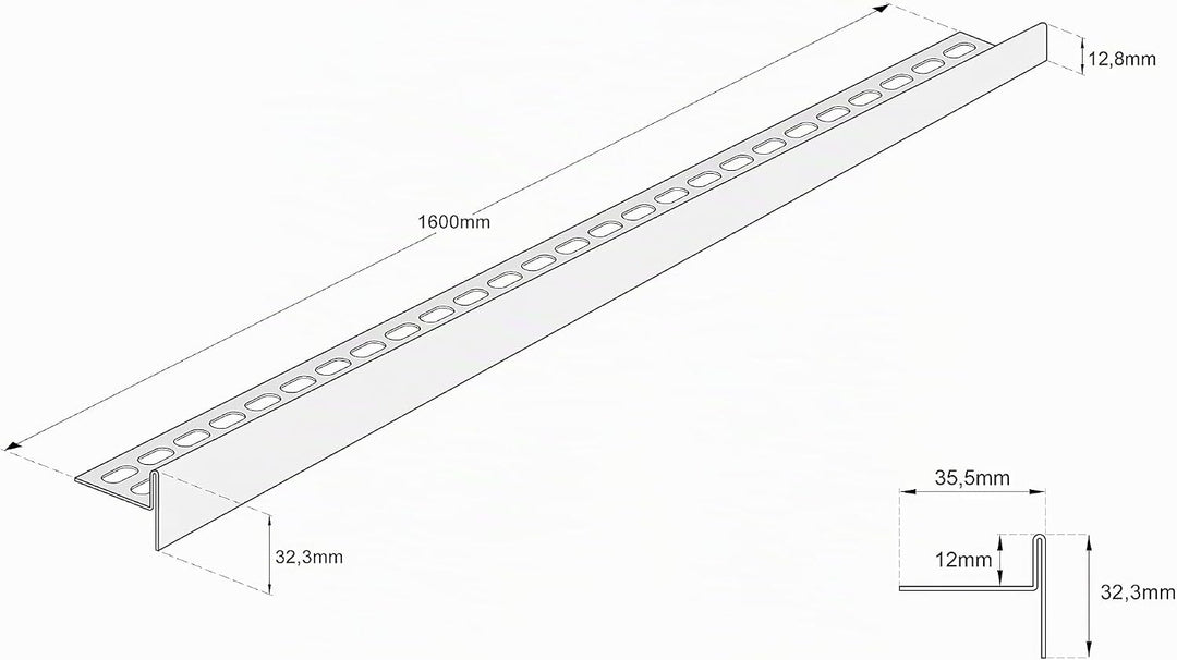 Aquabad Edelstahl Gefälleprofil Clive für begehbare Dusche 160cm, rechtsversion, Kantenhöhe 12mm 160