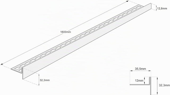 Aquabad Edelstahl Gefälleprofil Clive für begehbare Dusche 160cm, rechtsversion, Kantenhöhe 12mm 160