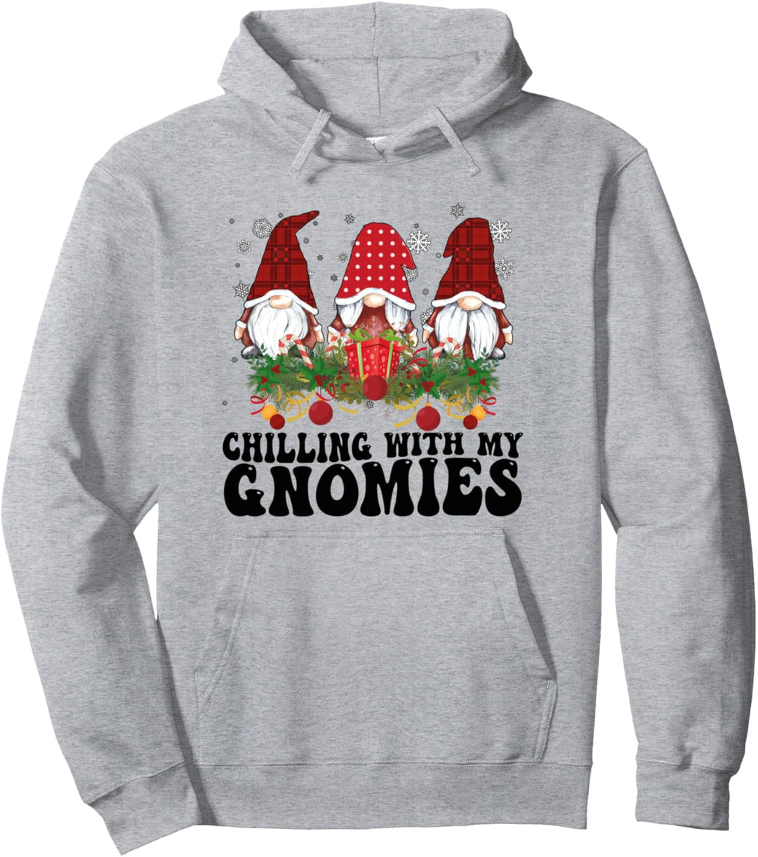 Chilling With My Gnomies Weihnachtsbaum-Zwerge, kariert Pullover Hoodie
