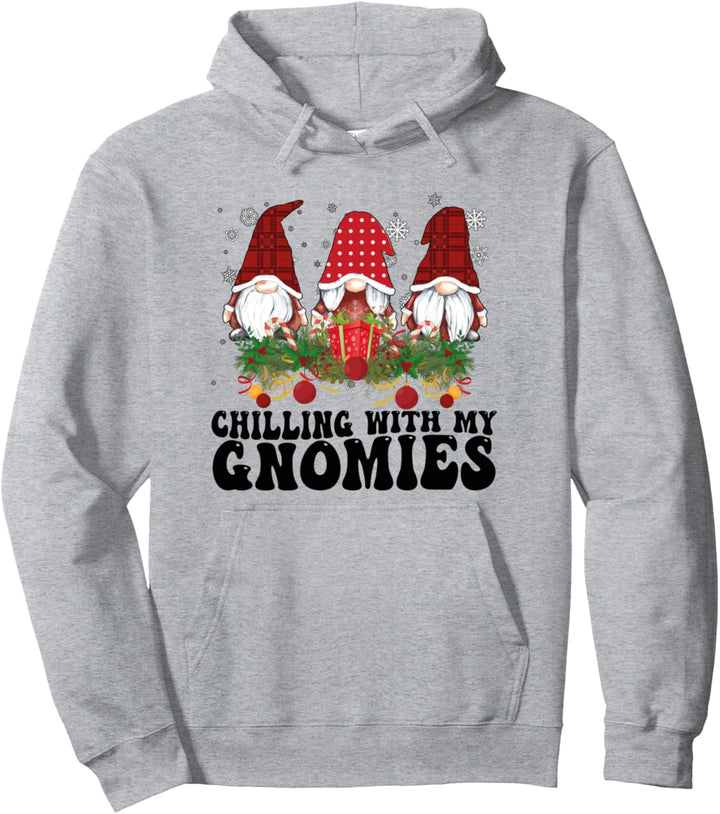 Chilling With My Gnomies Weihnachtsbaum-Zwerge, kariert Pullover Hoodie