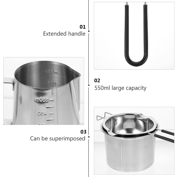 1 Set Edelstahl Doppelkessel-Topf-Set, Schmelztopf mit kochendem Wassertopf, Messbecher, Rührlöffel