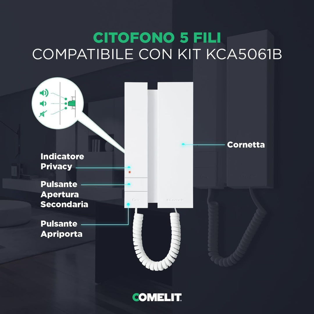 COMELIT Audio Innenstation Mini mit 5-Draht-Mobilteil 2702W
