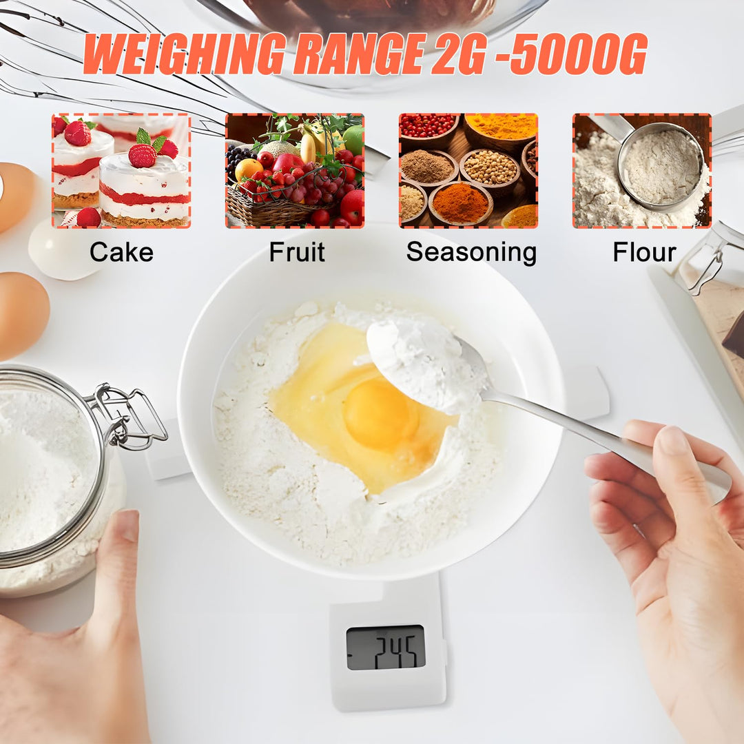 Küchenwaage Digital, Digitalwaage 5kg - Präzise auf 1g, Tragbarer X-Typ Faltbare Präzisions-Lebensmi