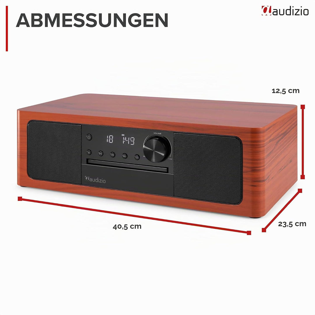Audizio Lunata - DAB Radio mit CD Player, 100W Stereoanlage mit CD &amp; Bluetooth 5.3 - Musikanlage mit