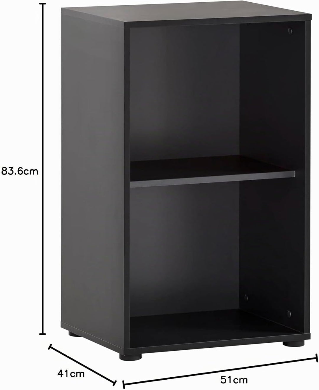 Schildmeyer Regal Aino 155720, schwarz matt, 51 x 41 x 83,6 cm 2 Fächer, 2 F&amp;