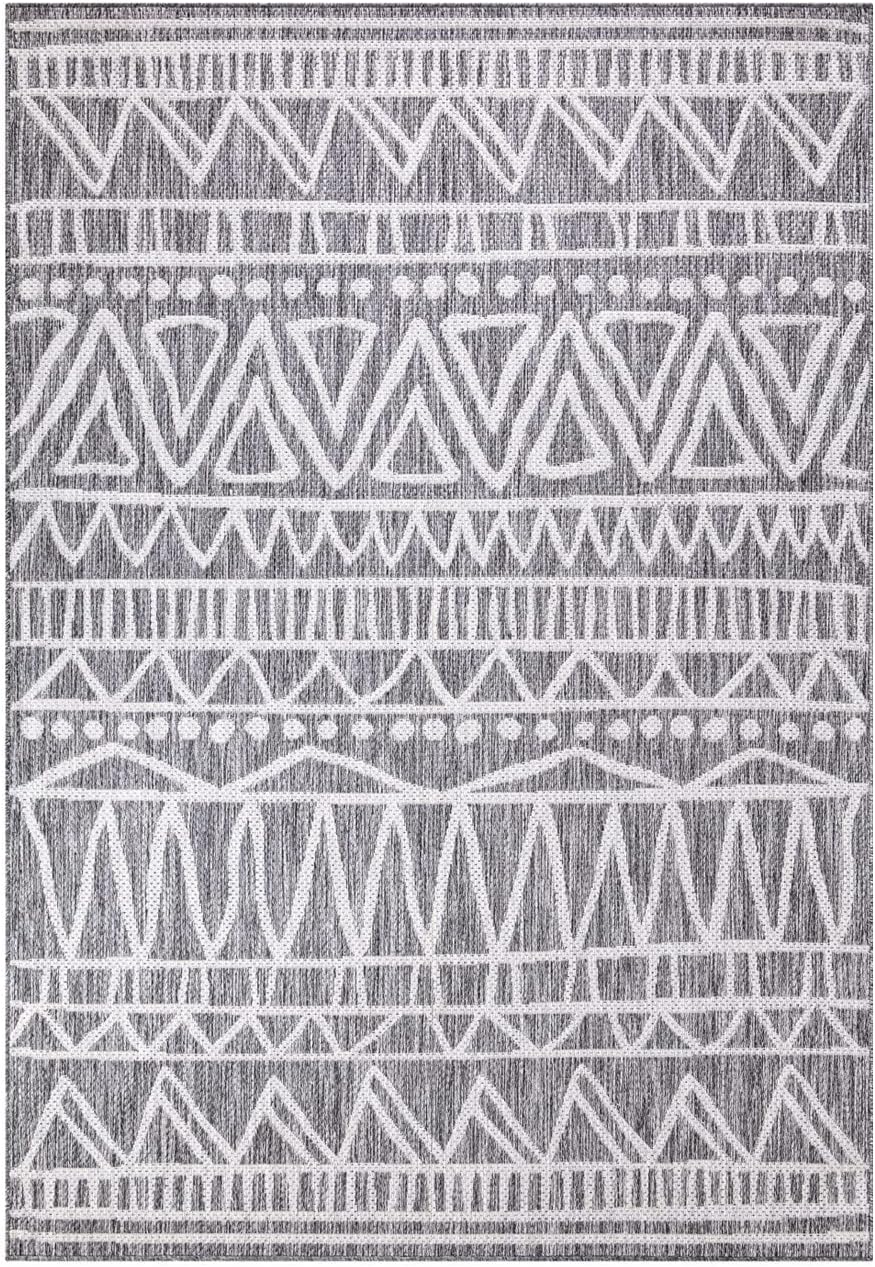 carpet city Outdoor-Teppich Wetterfest Balkon Terrassen - Grau in 160x230 cm - Deko Teppiche Aussen