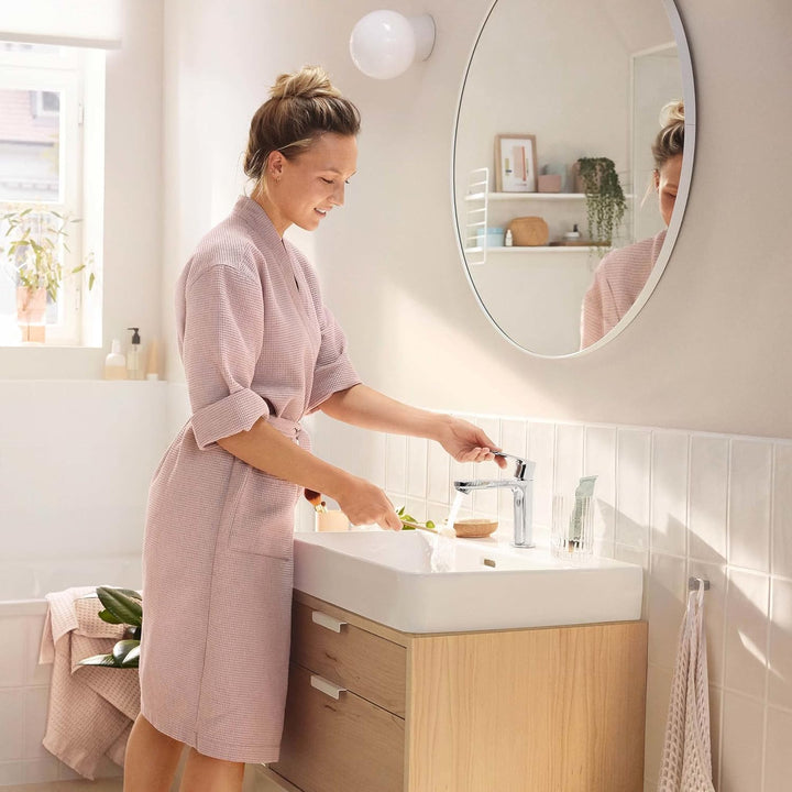 hansgrohe Rebris S - Waschtischarmatur mit Zugstangen-Ablauf, energiesparend (CoolStart), Wasserhahn