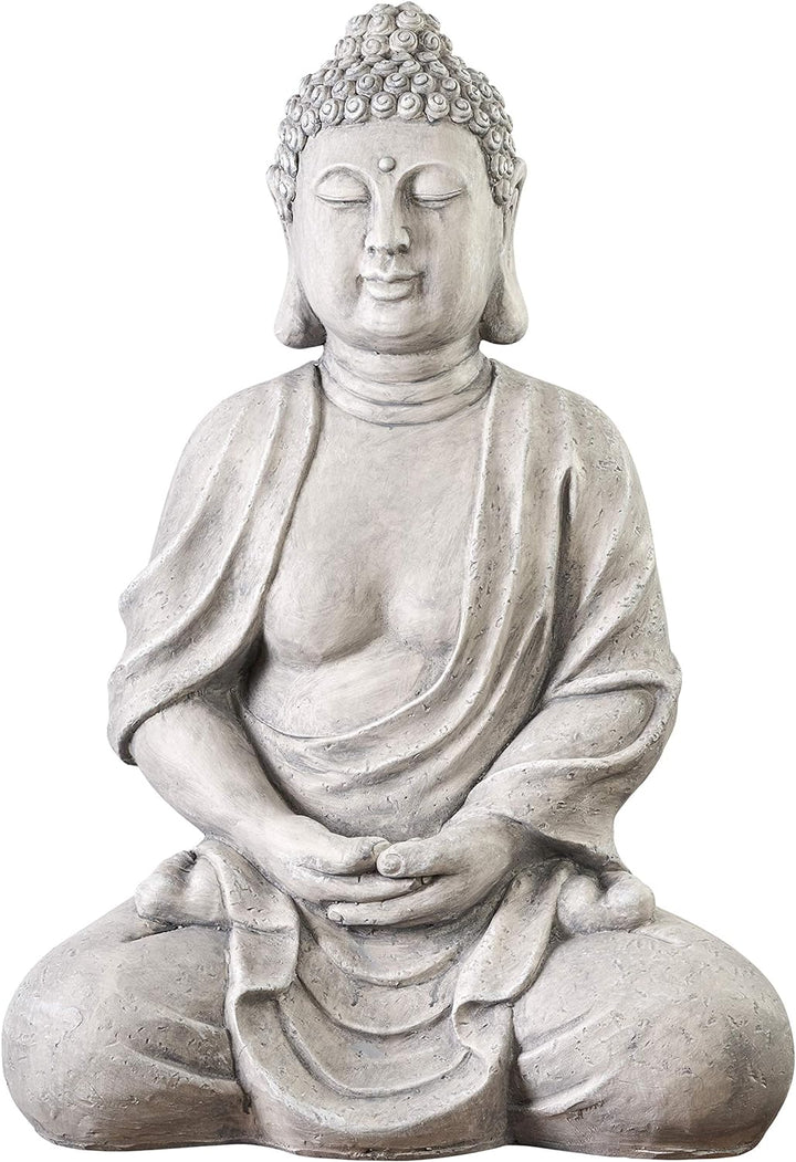 Worldconnection XXXL Grosser Buddha 70 cm Steinoptik Garten Deko Figur Skulptur Feng Shui sitzend St