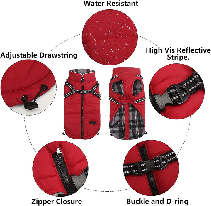MOREZI Winterhundejacke, wasserdichte Aussenschicht, Fleecefutter, Rückenreissverschluss-Design, mit