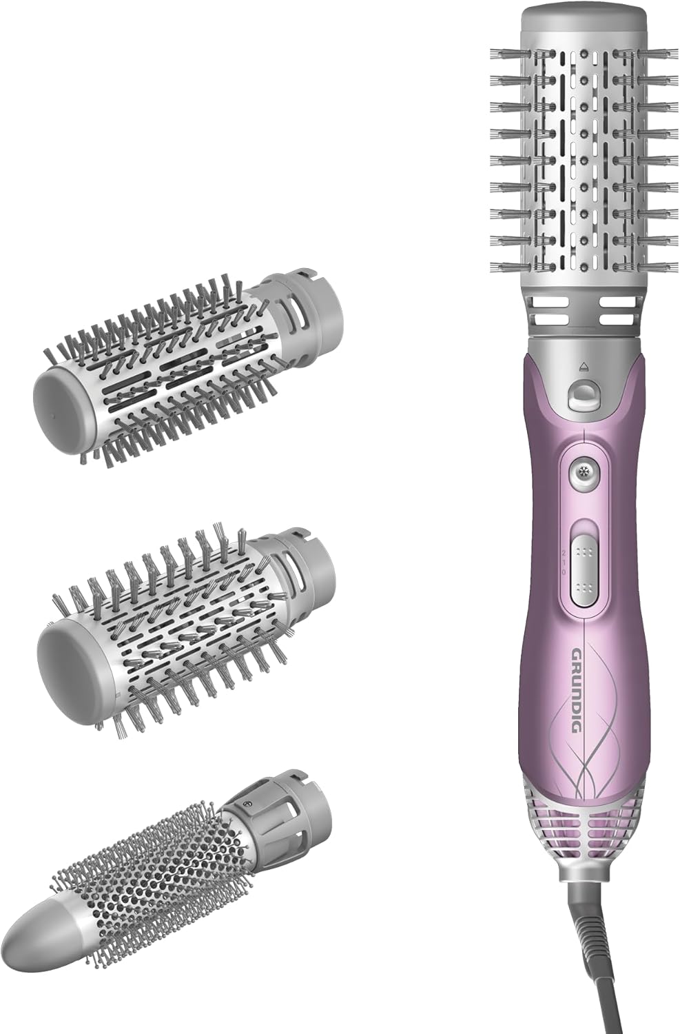 GRUNDIG HS 6220 Volumen- und Lockenstyler, 1100W, 3 Thermobürsten, Keramikbeschichtung mit Pink-Lotu