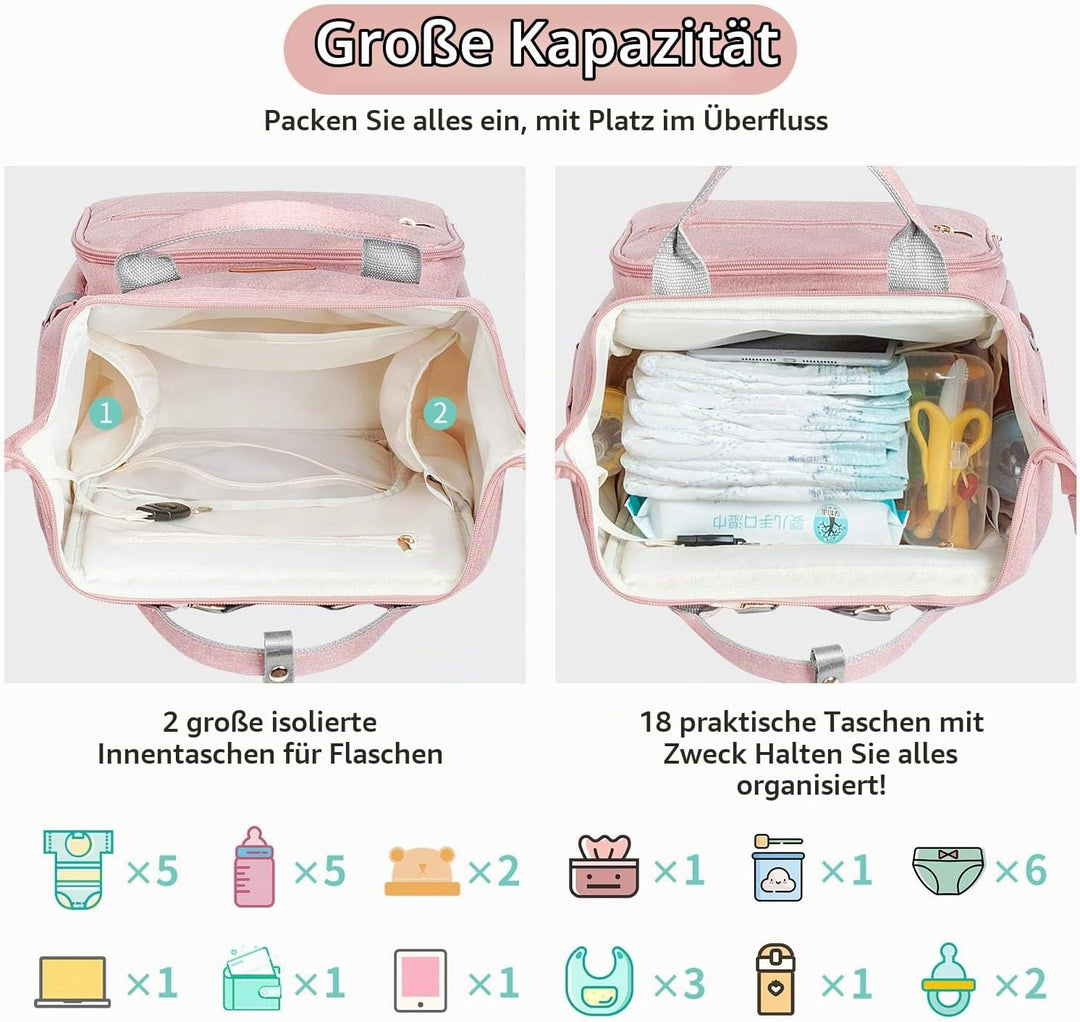 Viedouce Baby Wickelrucksack Wickeltasche Babytasche,Wasserdicht Oxford Grosse Kapazität für ausgehe