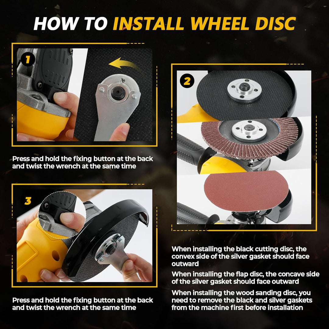Akku-Winkelschleifer für Dewalt 18 V 20 V, 125 mm, 8500 U/min, bürstenlos, elektrisch, 3-Gang-Schlei