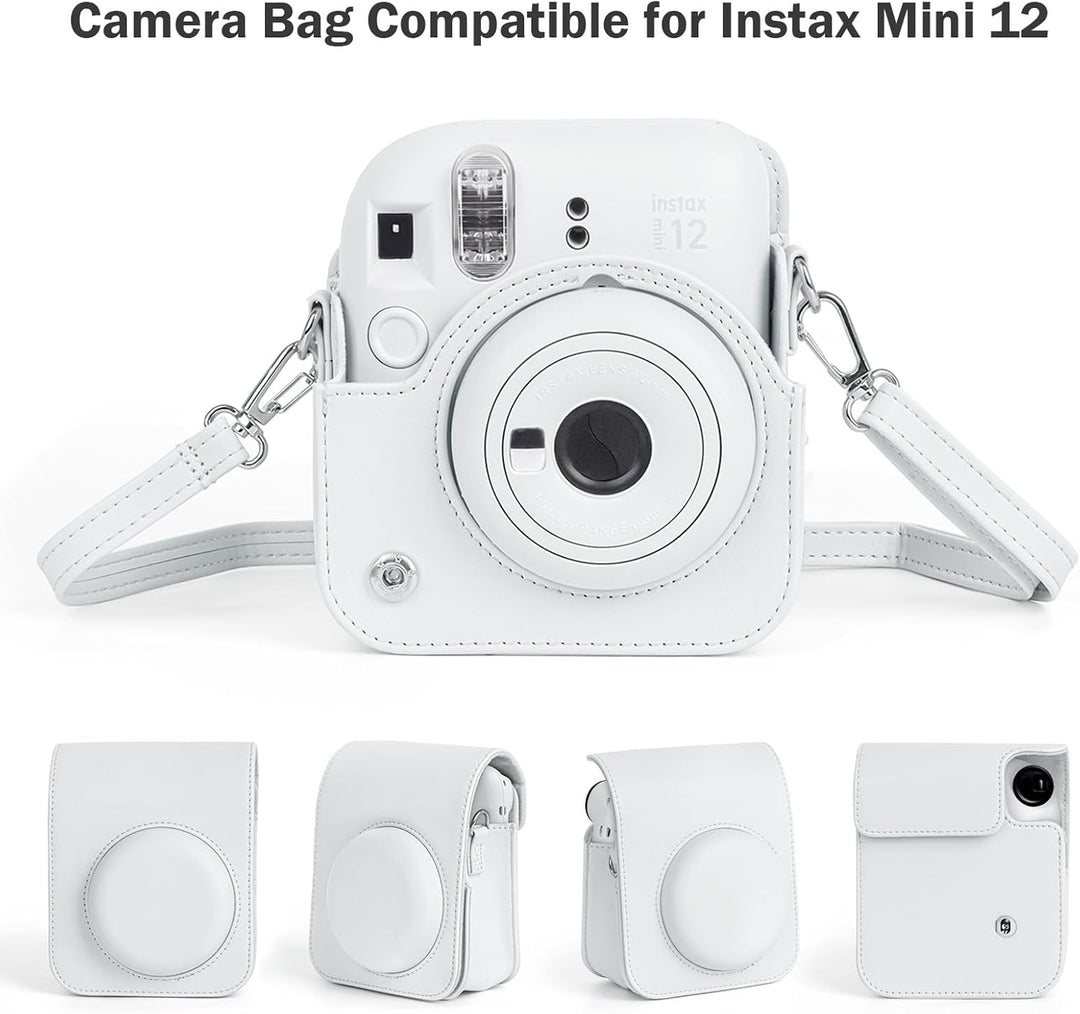 Easy Hood Schutzhülle und Tragbare Tasche für Instax Mini 12 Sofortbildkameras, PU Leder Kameratasch