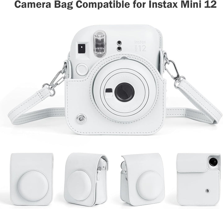 Easy Hood Schutzhülle und Tragbare Tasche für Instax Mini 12 Sofortbildkameras, PU Leder Kameratasch