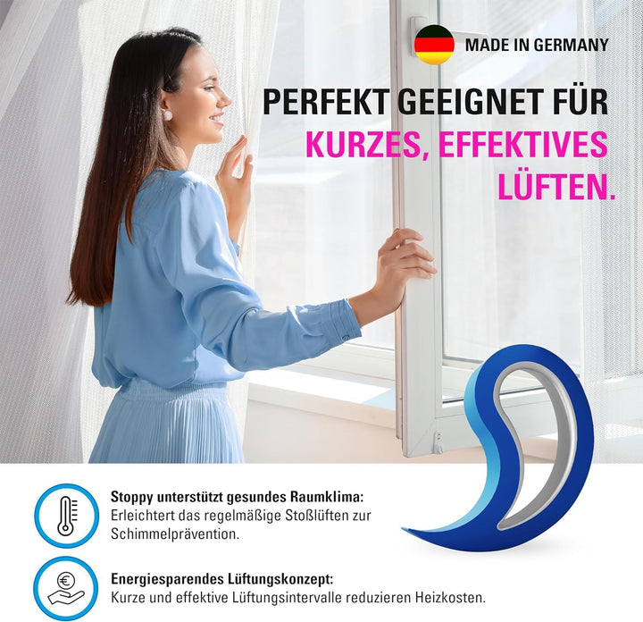 STOPPY, Stoppi, Fensterstopper, Türstopper, Türkeil, Türhaken, Fensterklammer, 12er Set (erhältlich
