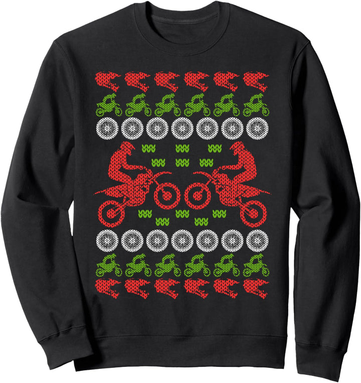 Ugly Christmas Weihnachtsfeier Motiv Motocross Dirtbike Sweatshirt