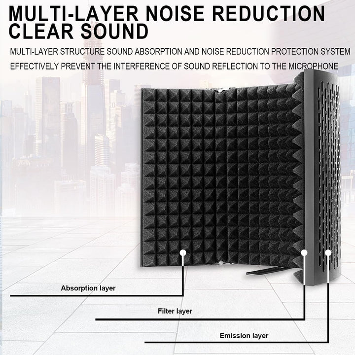 Depusheng Mikrofon Isolation Schallschutz 3 Panel Pop Filter Schallabsorbierend Mikrofonisolationssc