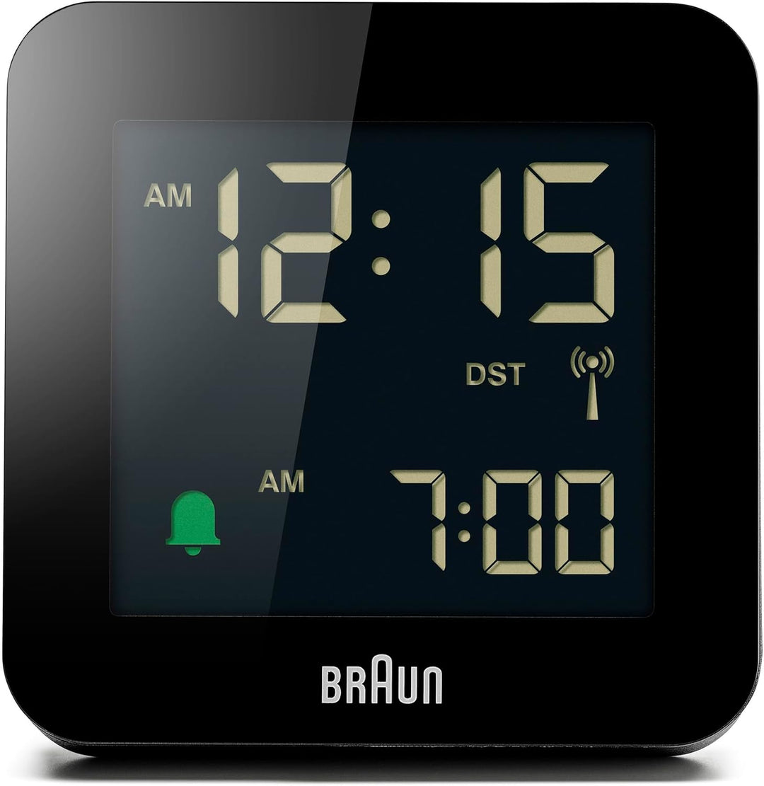 Braun Digitaler Funkwecker Mitteleuropäische Zeitzone (MEZ) mit Schlummerfunktion, Negatives LC-Disp