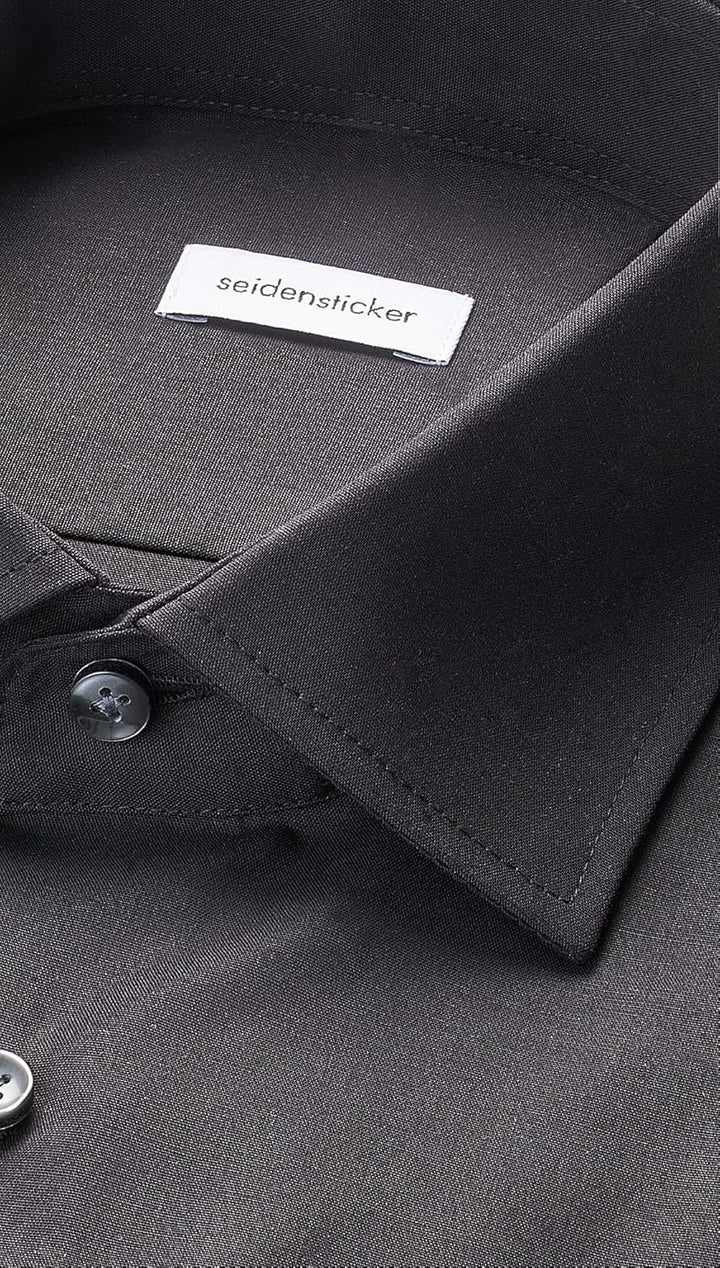 Seidensticker Herren Men Regular Longsleeve Cotton Business Shirt 38 Schwarz(001000), 38 Schwarz(001