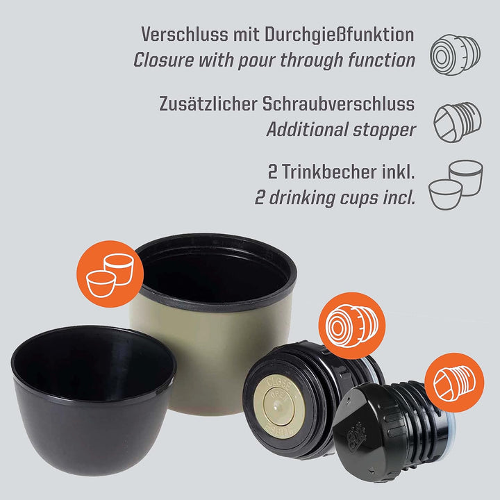 Esbit Classic Isolierflasche - Thermoskanne für warm &amp; kalt - Thermosflasche mit 2 Bechern - Trinkfl