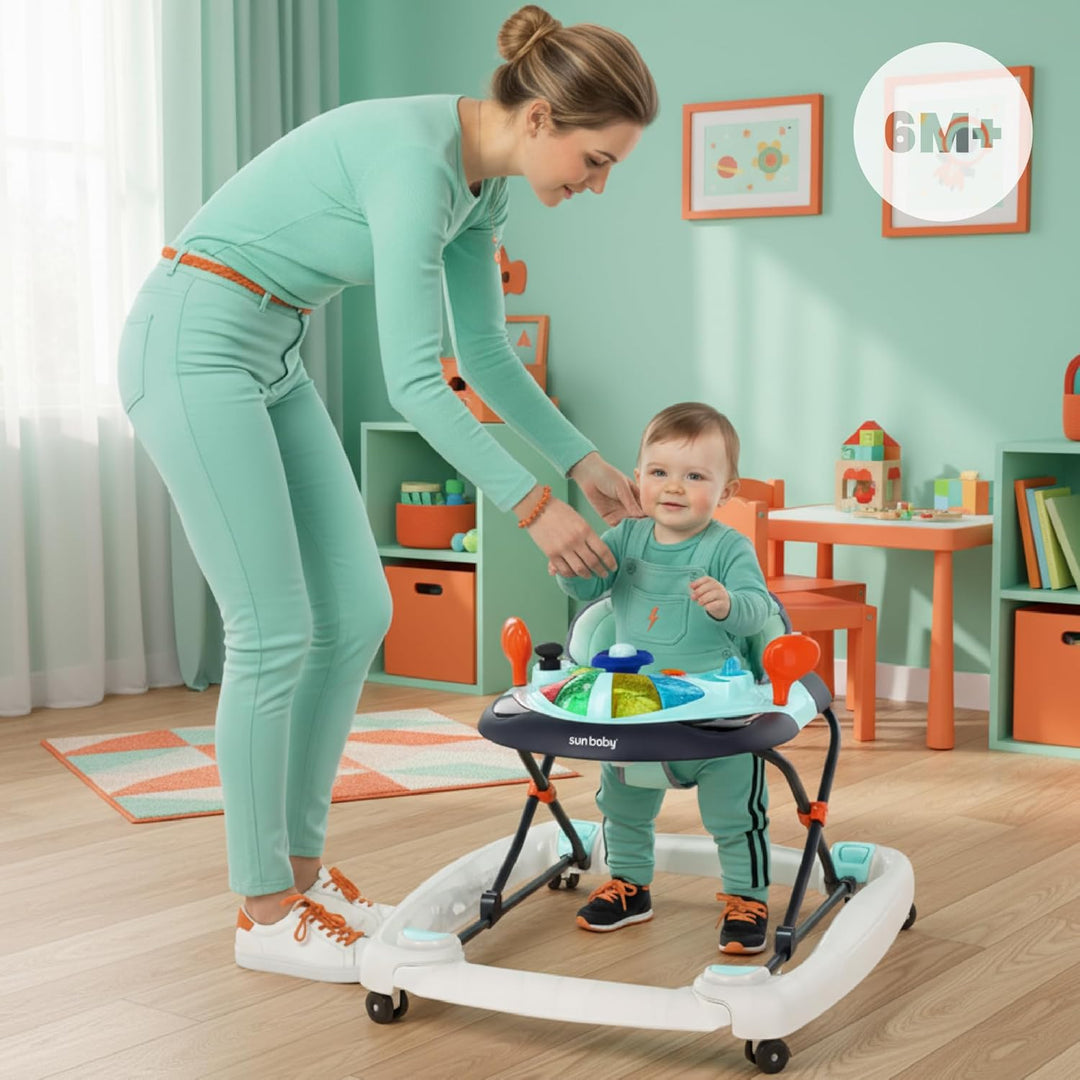 Lauflernhilfe Gehfrei und Schaukelsitz Kinderwiege Babywippe Babyschaukel Baby Walker mit Tasten, Li
