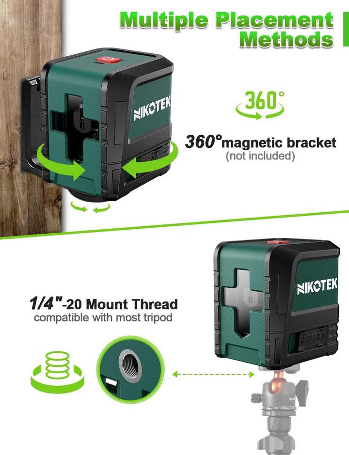 Kreuzlinienlaser, NIKOTEK Laser Wasserwaage (Vertikale/Horizontale Laser, Arbeitsbereich: 15 m, IP54