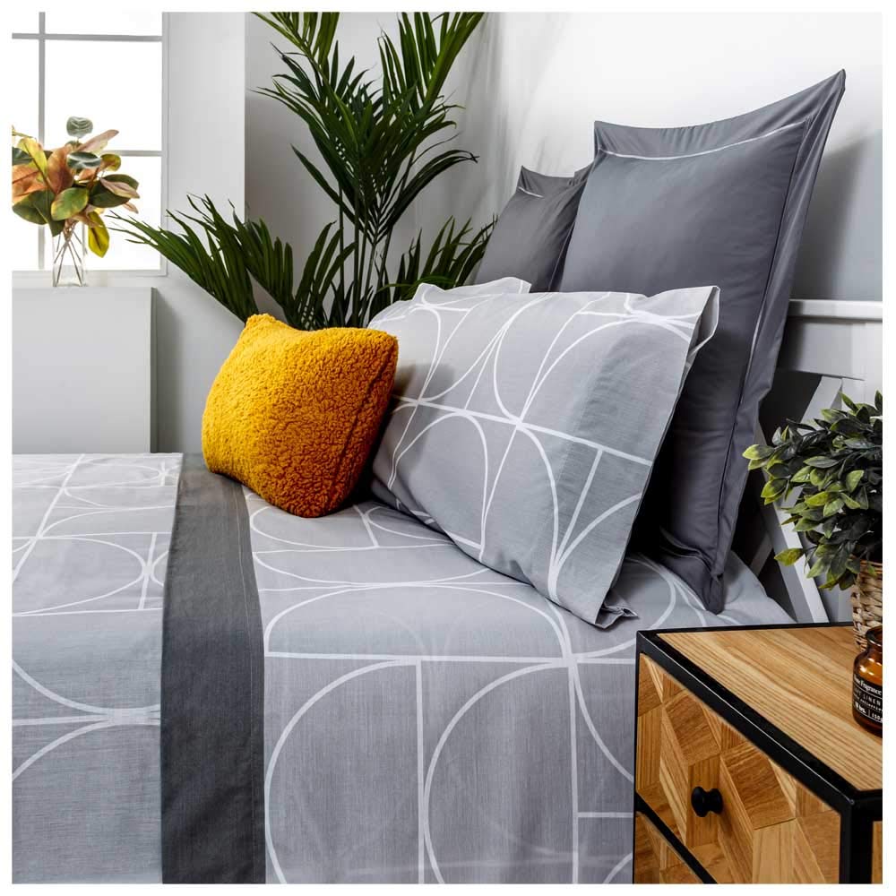 COTTON ARTean Bettwäsche-Set Maison, 105 x 190/200 cm. Cama 105 X 190/200 Grau/Weiss, Cama 105 X 190
