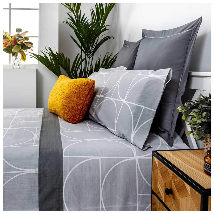 COTTON ARTean Bettwäsche-Set Maison, 105 x 190/200 cm. Cama 105 X 190/200 Grau/Weiss, Cama 105 X 190