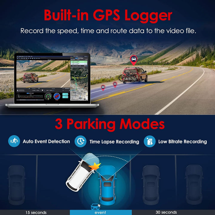 VIOFO A119 V3 Dashcam 2K 60fps mit GPS, 24 Std. Puffer Parkmodus Autokamera, Nur Frontscheibe 2560x1