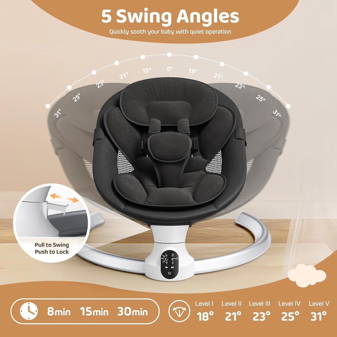 Babyschaukel Elektrisch,Helangel Elektronischer Baby Schaukelsitz mit Kabel und mit Bluetooth Elektr
