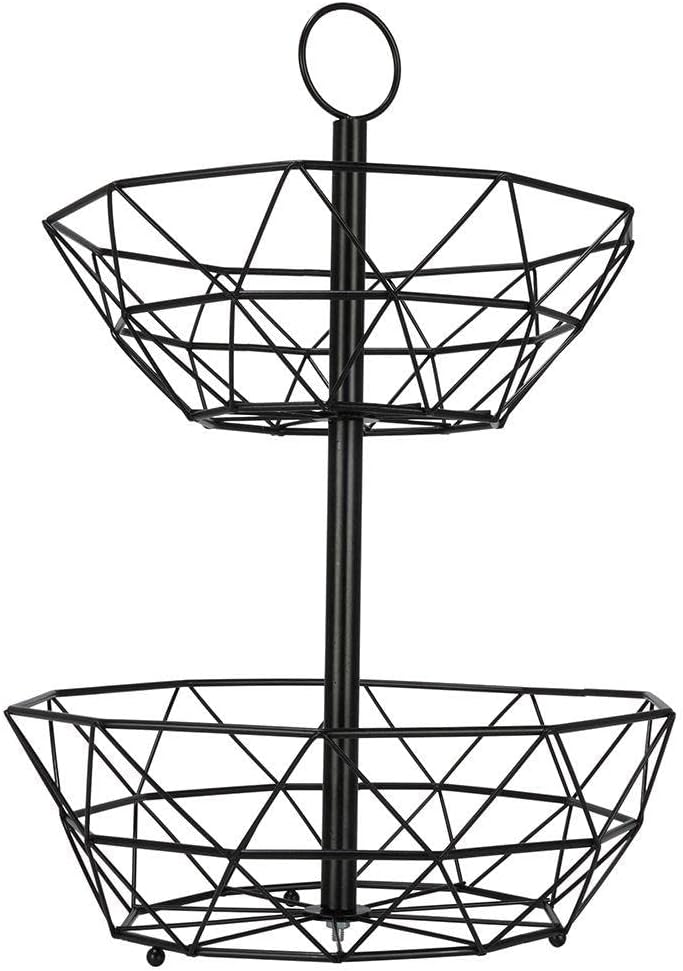 Vilde Obst Etagere Metall 2-Stöckig - Stilvolle Aufbewahrung Obst & Gemüse - Geometrisches Design 30