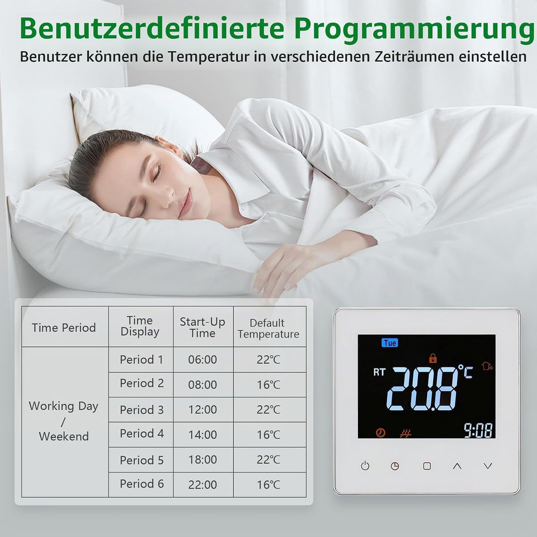 Wengart 24V Thermostat WG538,3A Thermostatsteuerung für den Innenbereich,wöchentliche Programmierung