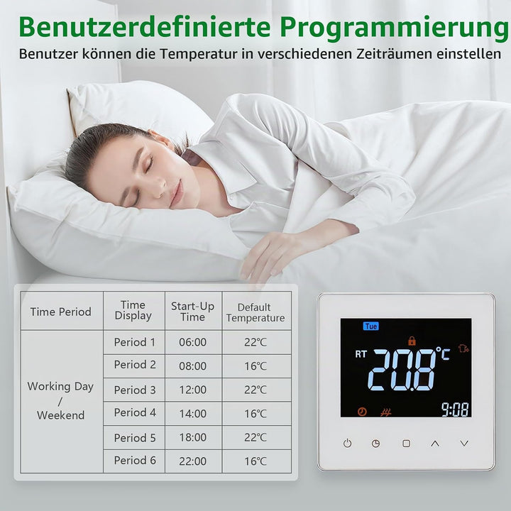 Wengart 24V Thermostat WG538,3A Thermostatsteuerung für den Innenbereich,wöchentliche Programmierung