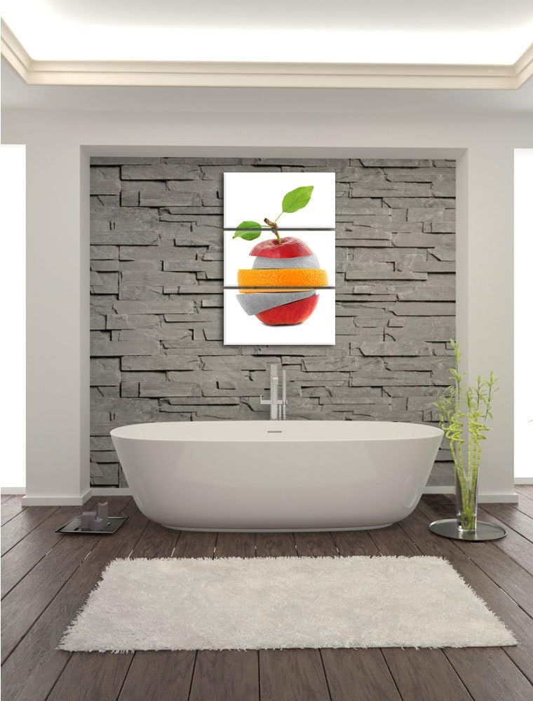Pixxprint Früchte Mix Apfel Orange Limette als Leinwandbild/Grösse: 3 Teilig (120x80) cm/Wandbild/Ku