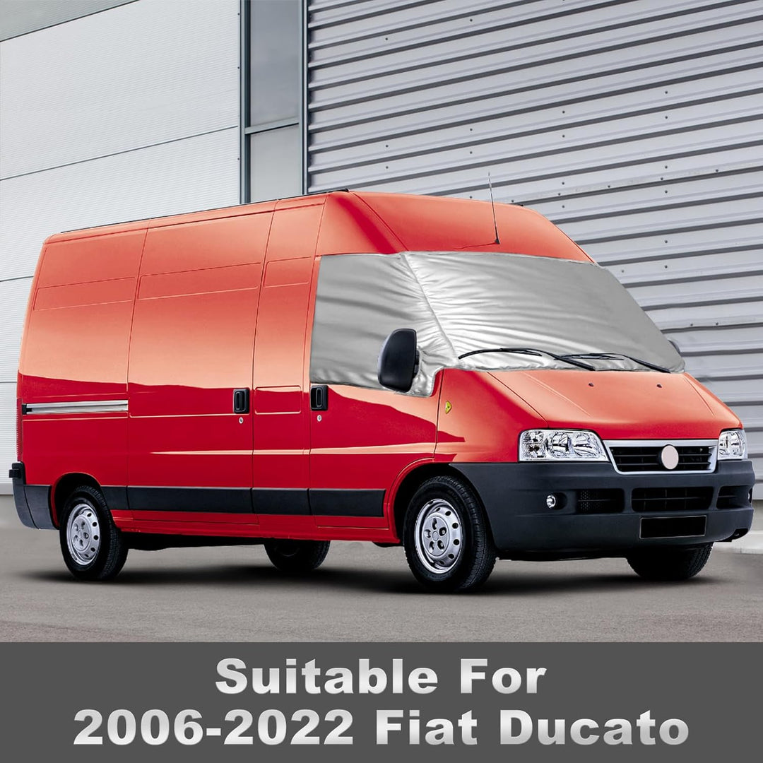 Externe Thermo Scheibenabdeckung passend für FIAT Ducato 2006-2024, Luxus Silber Wrap Windschutzsche