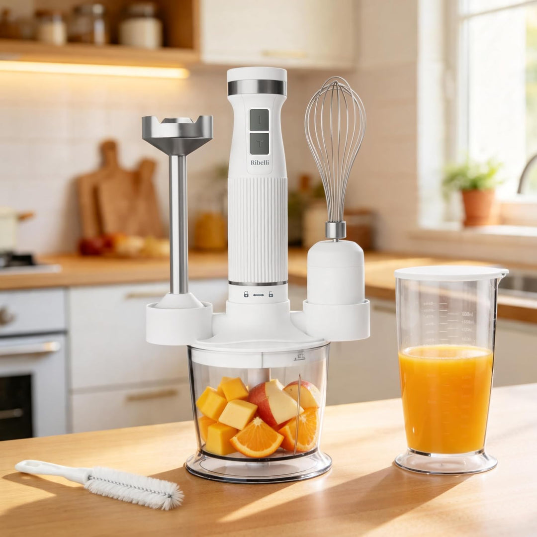 Ribelli Elektrischer Stabmixer Set 1200 W, 5-in-1 Pürierstab, Hand Blender mit 20 Geschwindigkeitsst