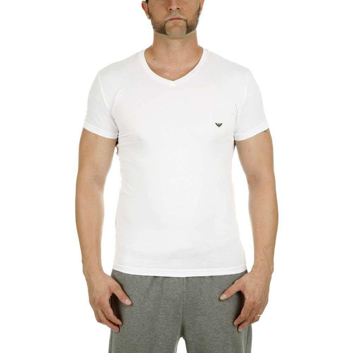Emporio Armani Herren T-Shirt Iconic Logoband Schlafanzugoberteil, Weiss