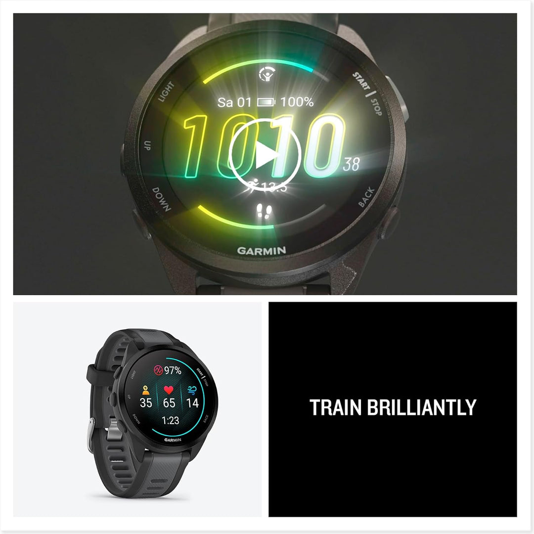 GARMIN Forerunner 165, leichte GPS Smartwatch zum Laufen, mit AMOLED Touchscreen, Trainingsempfehlun