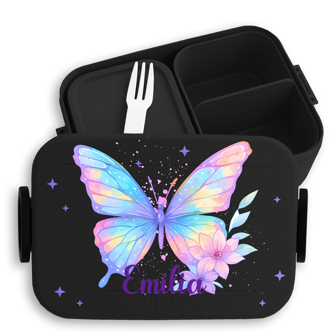Kinder Bento Box Midi Lunchbox für Mepal Bentobox - Brotbox Schmetterling Schulkind Geschenk mit Nam