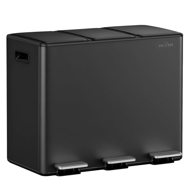 mVm Mülleimer Küche,45 Liter Treteimer,3 x 15 Liter Treteimer, 3 Fächer, Mülltrennsystem, Abfalleime