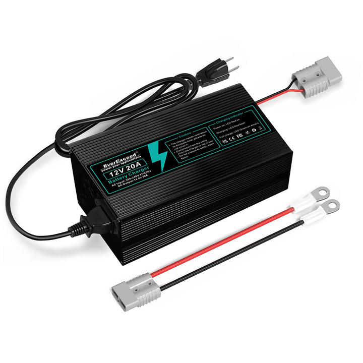 EverExceed Lithium Ladegerät 12V 20A 14,6V Ladegerät Lifepo4 AC-DC, Batterieladegerät Lifepo4 20A fü