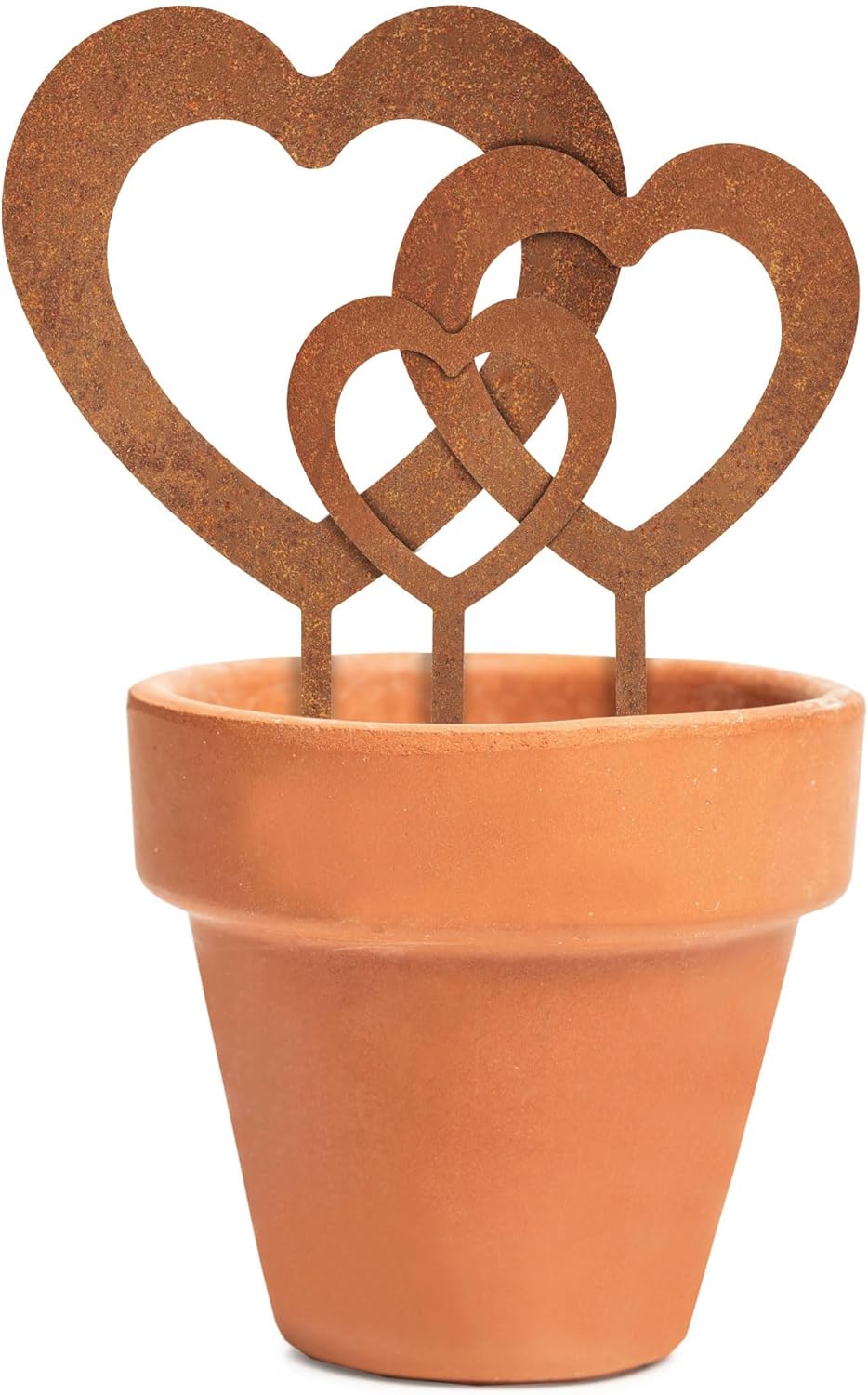 EXTRAVAGANT® 3er Set Herzen Stecker gross Gartendekoration Wohnungsdeko Metall Stahl Rost Edelrost w
