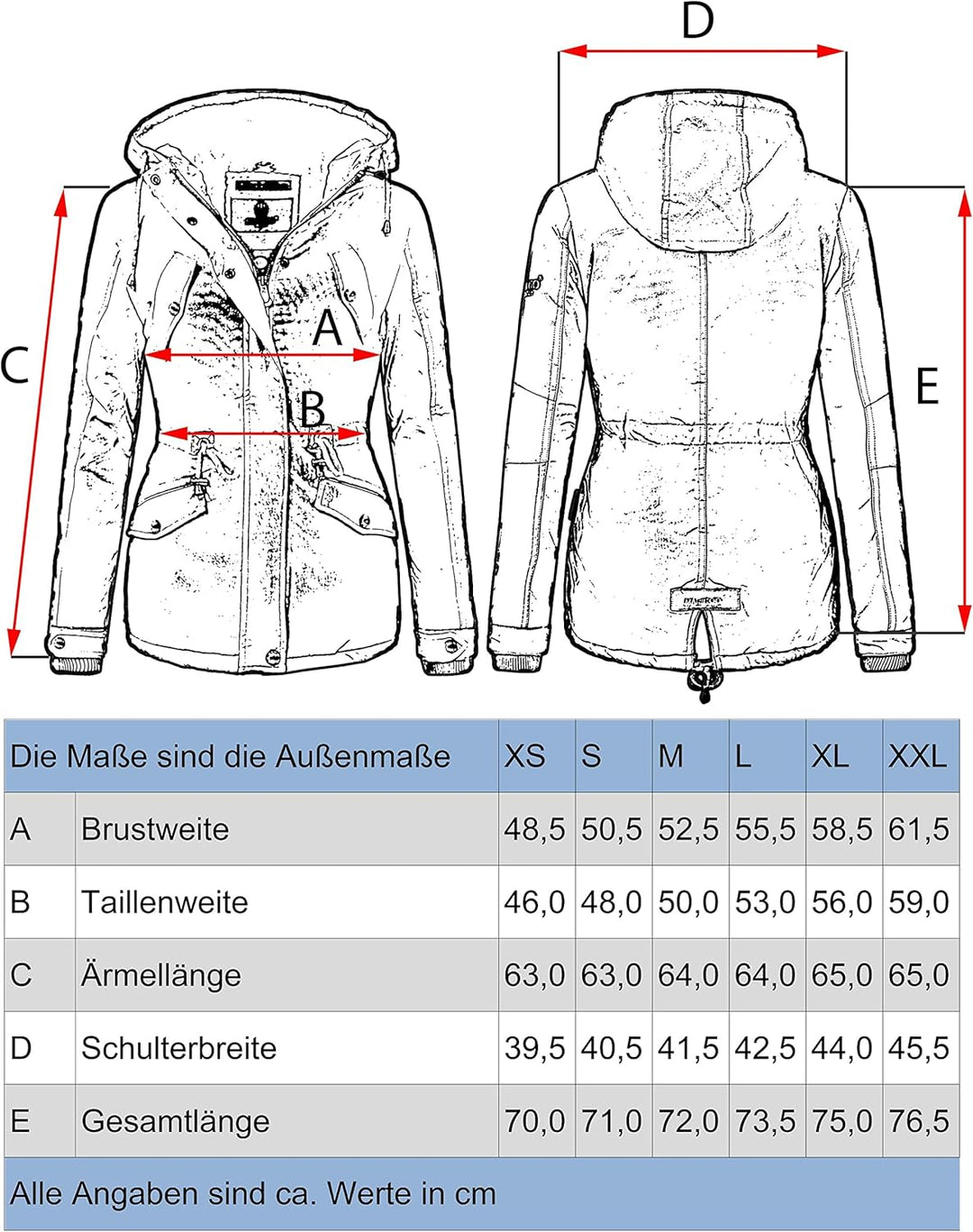 MARIKOO Damen warmer Winter Kurzmantel mit Kapuze Manolya XS-XXL XS Anthrazit, XS Anthrazit
