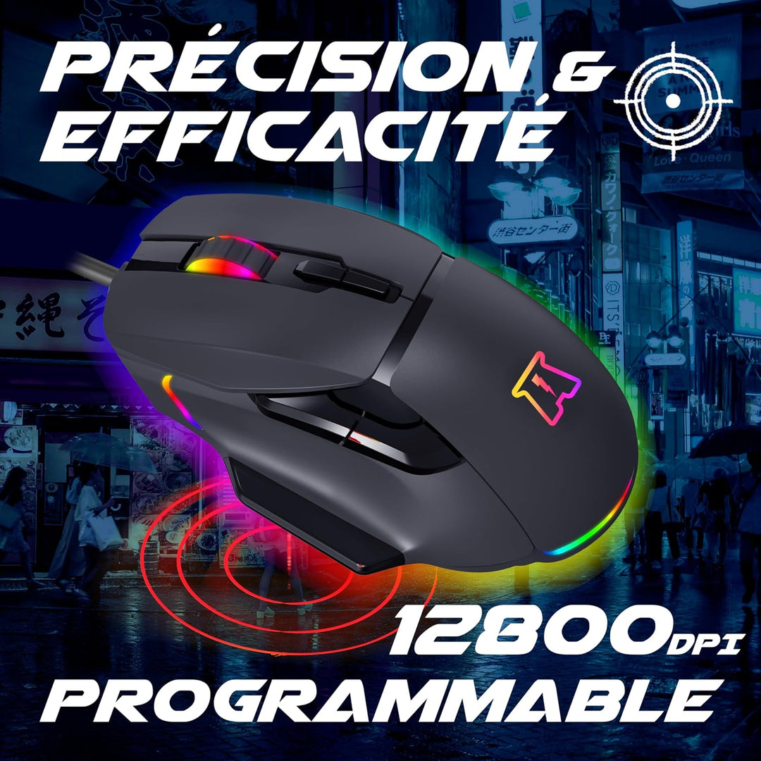 AKUMA Souris Gaming Otaku M05 12800 DPI RGB PROGRAMMABLE Noir