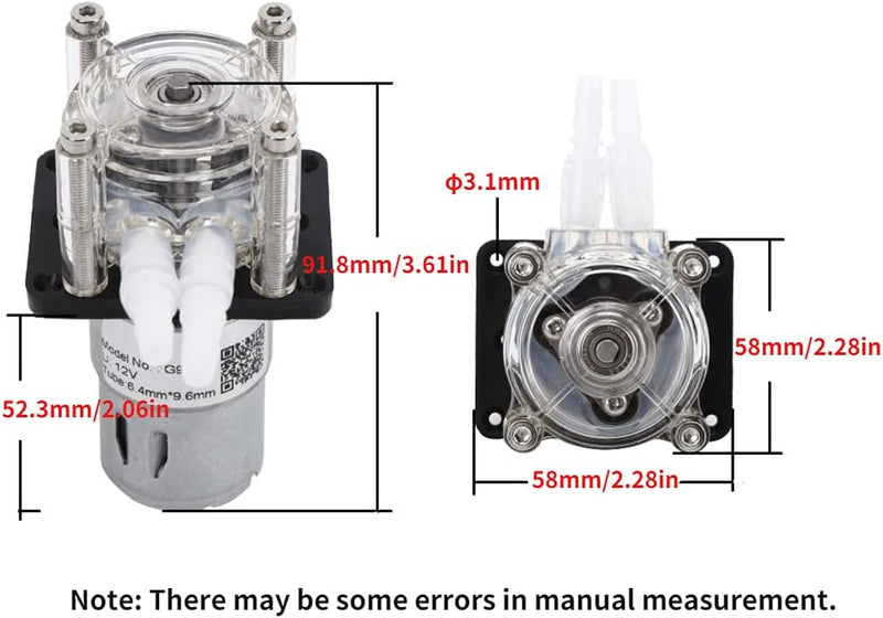 Fafeicy 12V Peristaltikpumpe G928, 500 ml/min Peristaltikpumpe mit grossem Durchfluss Hochwertige Do